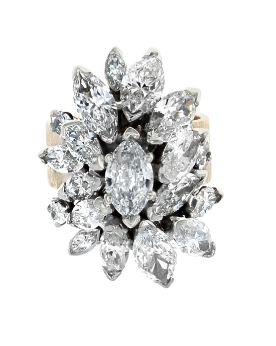 Marquise and Pear Shaped Diamond Cluster Ring in Gold